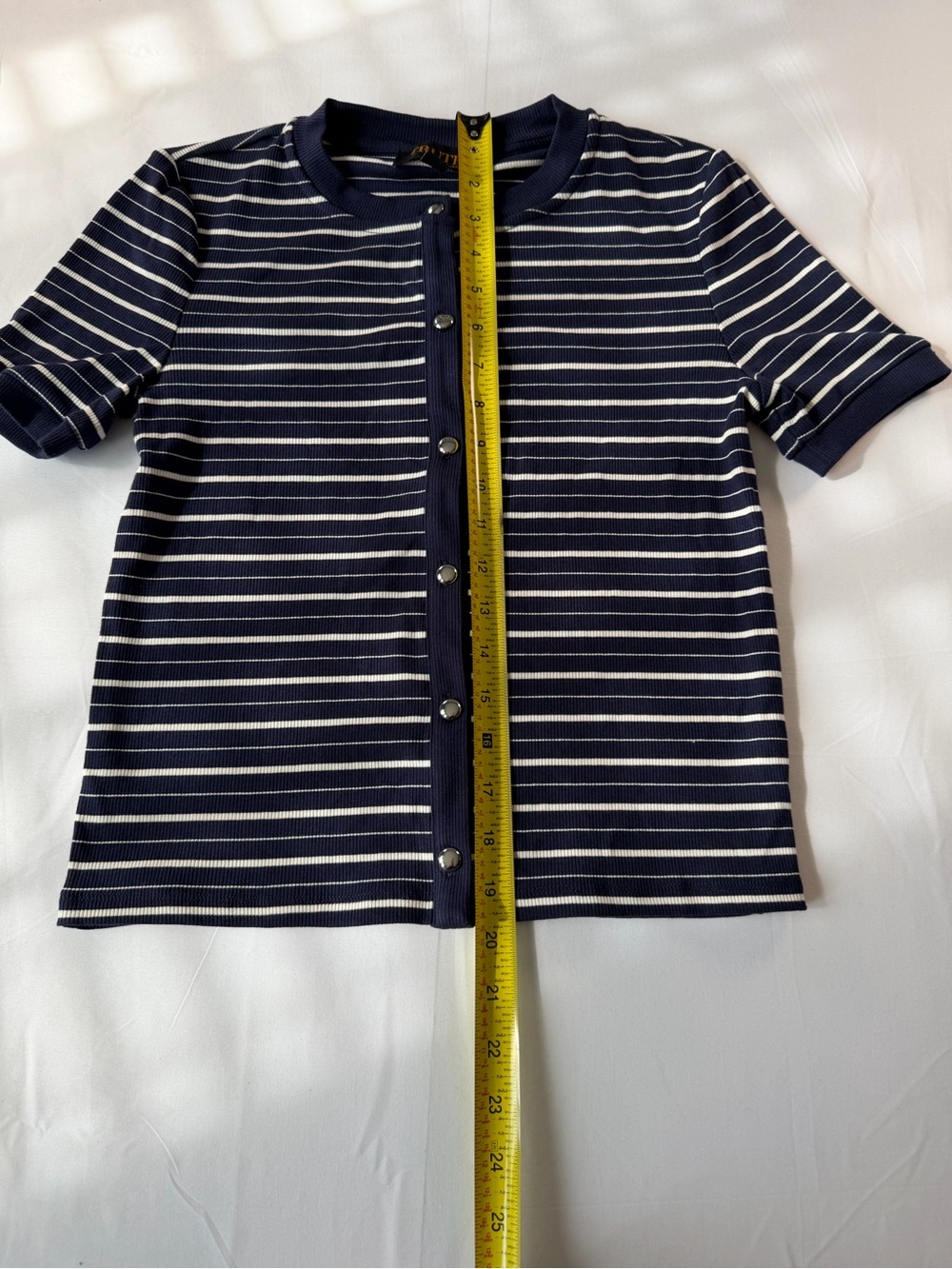 Truth Navy & White Striped Ribbed Button Top - Picture 5 of 7